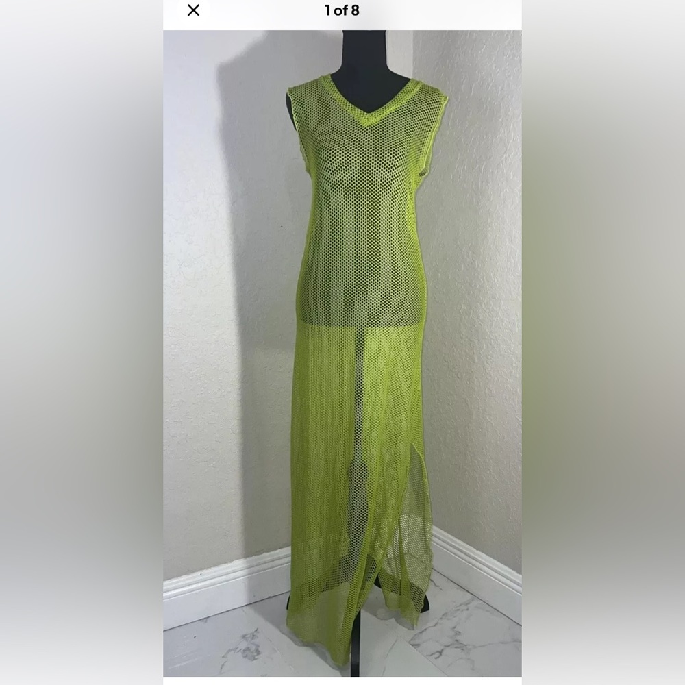 Love Nation Women’s  Mesh Long Dress for Swimwear Green Large